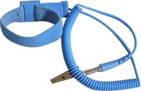 Adjustable wrist strap, 4mm snap, blue, 6' coil cord, alligator clip. No metal backing - Anti-allergic