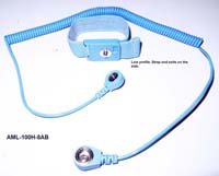 Adjustable wrist strap (4mm stud, color blue) with coil cord (length 8ft, color blue, 4mm snap - 10 mm snap)