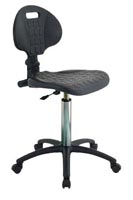 ESD Hi-Tech Molded Chair suitable for cleanrooms, black, height adjustment, plastic wheels