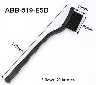 ESD safe brush; 3 rows, 20 bristles;   Minimum order: 10pcs