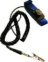 Adjustable Wrist strap, 4 mm snap, black, 10' coil cord, alligator clip