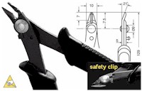 5 inch Micro cutting pliers w/conductive handle & safety clip