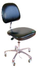 ESD Cleanroom, vinyl chair with pneumatic height adjustment - economy, black, on proprietary soft ESD rubber castors
