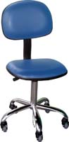 ESD Vinyl chair with pneumatic height adjustment - economy, Color blue, plastic castors. Only few left.