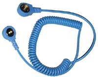 Coil Cord for wrist strap, 6ft (1.8m), Blue 4mm to 10mm snap