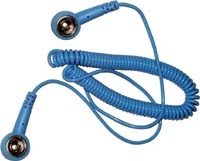 Coil Cord for wrist strap, 6ft (1.8m), Blue 10mm to 10mm snap