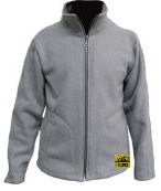 Antistatic, lint free, light gray winter jacket with zipper closure and two pockets,