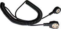 Wrist Strap Coil Cord, 8ft (2.4m), Black, 4mm to 10mm snap