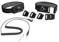 Adjustable slim metal wrist strap, 4 mm snap, black, 6ft cord